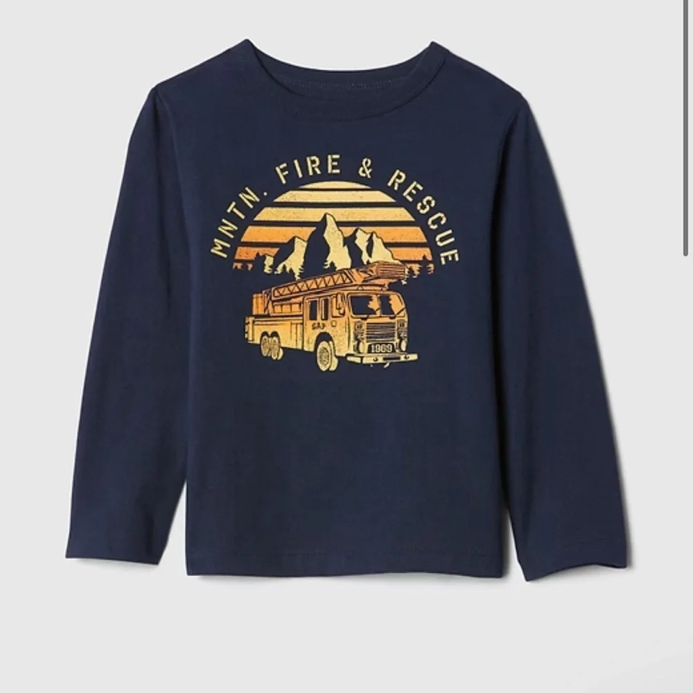 GAP Navy Long Sleeve with Fire & Rescue Graphic